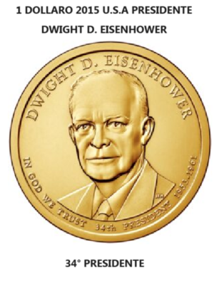 U.S.A. 1 MONETA DA 1 DOLLARO SERIE DOLLARI PRESIDENZIALI 2015 DWIGHT D. EISENHOWER