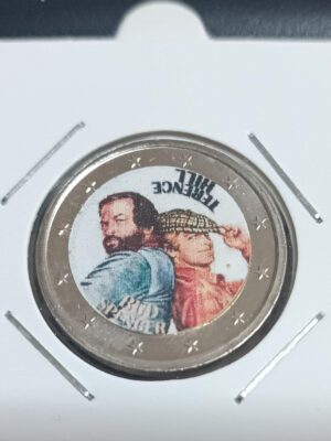 2 EURO SOUVENIR CON IMPRESSA L'IMMAGINE DEI MITICI BUD SPENCER E TERENCE HILL