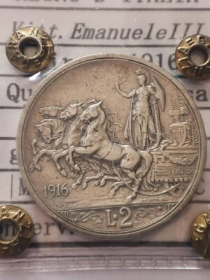 2 LIRE 1916 REGNO D'ITALIA ARGENTO VITTORIO EMANUELE III SPL
