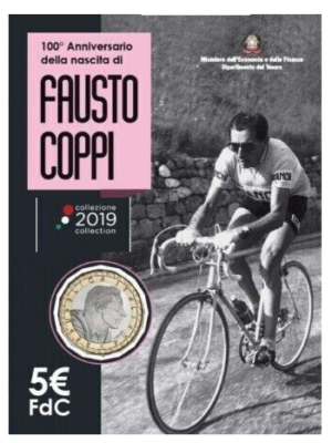 5 EURO 2019 FDC ITALIA FAUSTO COPPI BIMETALLICO UNC
