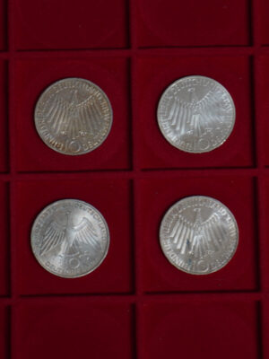 LOTTO MONETE D'ARGENTO 10 MARCHI GERMANIA 8 MONETE