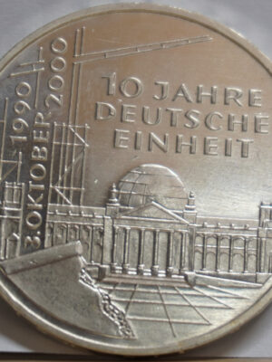 10 MARK 2000 GERMANIA ARGENTO 10 JAHRE DEUTSCHE EINHEIT