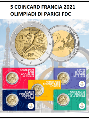 Francia 2 euro 2021 Olimpiadi di Paris 5 coincard FDC