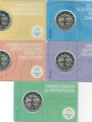 Francia 2 euro 2023 Olimpiadi di Paris 5 coincard FDC