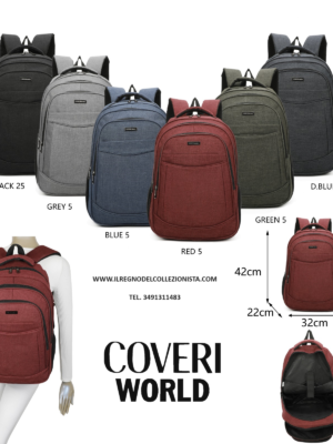 Coveri World Zaino Porta pc Ufficio, Scuola e Tempo Libero COLORI: NERO, GRIGIO, BLU