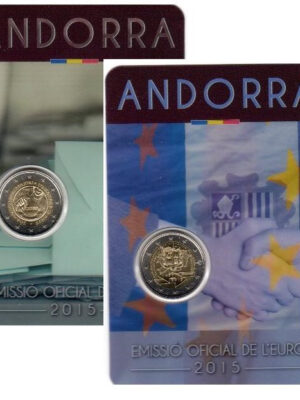 COPPIA 2 EURO ANDORRA 2015 ACCORDO DOGANALE PIU' MAGGIORE ETA' FDC