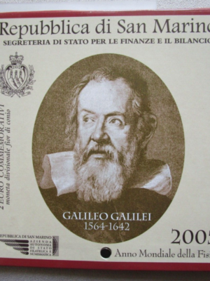 2 EURO 2005 SAN MARINO GALILEO GALILEI FDC IN FOLDER