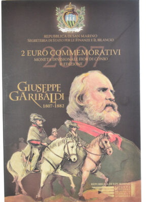 2 EURO 2007 SAN MARINO GIUSEPPE GARIBALDI FDC IN FOLDER