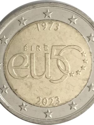 2 EURO 2023 EIRE 50° ANNIVERSARIO INGRESSO U.E. FDC (DA SACCHETTO)