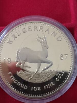 RIPRODUZIONE COLOR ORO KRUGERRAND 1967 NUOVA