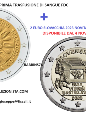 2 EURO SLOVACCHIA 2023 TRASFUSIONE + 2 EURO POSTA ESPRESSA FDC