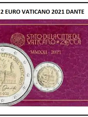 2 EURO 2021 VATICANO COMMEMORATIVA DANTE ALIGHIERI FDC IN FOLDER