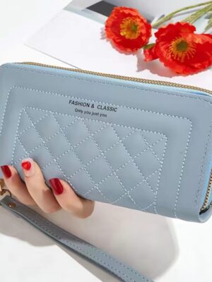 PORTAFOGLIO IMBOTTITO DA DONNA A DUE CERNIERE NUOVO