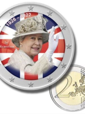 2 EURO CON IMPRESSA L'IMMAGINE DELLA REGINA ELISABETTA SOUVENIR FDC