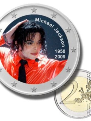 2 EURO CON IMPRESSA L'IMMAGINE DI MICHAEL JACKSON SOUVENIR FDC