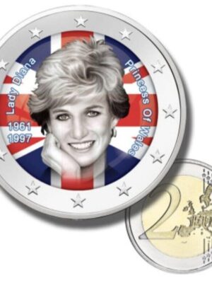 2 EURO CON L'IMMAGINE DI LADY DIANA PIU' 2 EURO CON LA REGINA ELISABETTA FDC