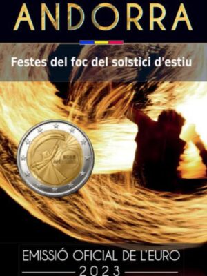 2 EURO ANDORRA 2023 FESTA SOLSTIZIO D'ESTATE IN FOLDER FDC UNC
