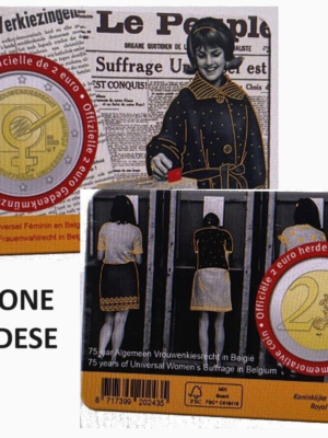 2 EURO BELGIO 2023 COINCARD VERSIONE OLANDESE 75° SUFFRAGIO UNIVERSALE