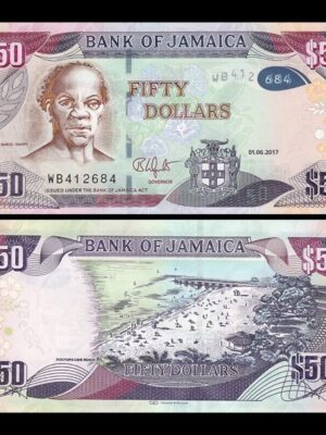 Jamaica 1 banconota da 50 dollari FDS 2017-2020 UNC