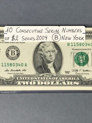 1 BANCONOTA STATI UNITI D'AMERICA DA 2 DOLLARI 2009 SERIE B NEW YORK FDS