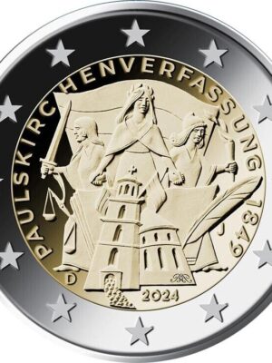 2 EURO GERMANIA 2024 175° anniversario della Costituzione di Francoforte FDC LETTERA A