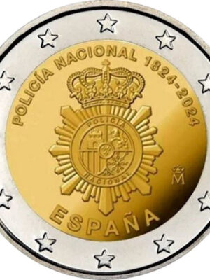 2 EURO SPAGNA 2024 200° CORPO DI POLIZIA NAZIONALE SPAGNOLA FDC