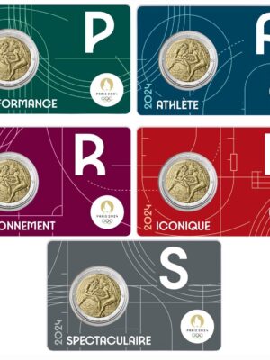 5 X 2 EURO FRANCIA 2024 COINCARD OLIMPIADI DI PARIGI FDC