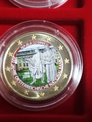 2 EURO 2016 AUSTRIA BANCA AUSTRIACA COLORATO FDC