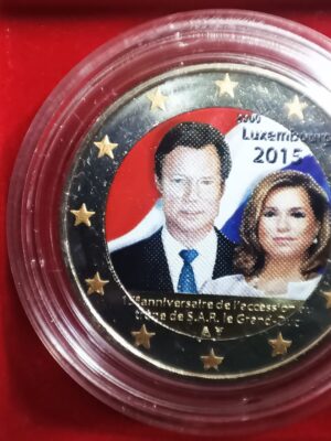 2 EURO 2015 LUSSEMBURGO ASCESA DEL GRANDUCA HENRY COLORATA FDC