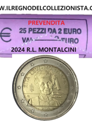 PREVENDITA: ROTOLINO 2X25 MONETE DA 2 EURO RITA LEVI MONTALCINI