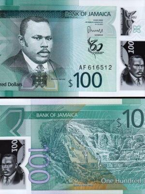 1 BANCONOTA JAMAICA 100 DOLLARS DOLLARI 2022 2023 FDS NUOVA