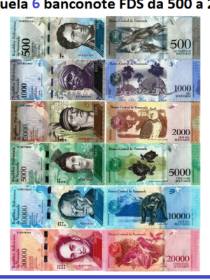 VENEZUELA SET 6 BANCONOTE FDS DA 500 A 20.000 BOLIVARES NUOVE