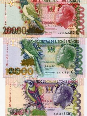 ST. THOMAS E PRINCIPE 5000 10000 E 20000 DOBRAS FDS NUOVE 3 BANCONOTE