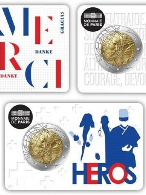 2 euro 2020 Francia TRIS Coincard Medici FDC