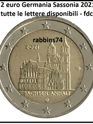2 euro 2021 Germania Duomo di Magdeburgo 5 monete A,D,G,J,F FDC