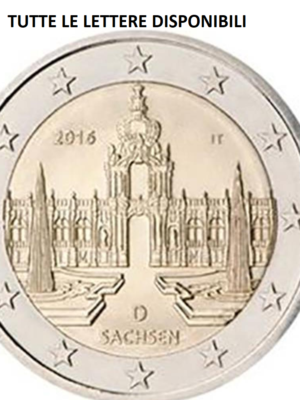 2 euro 2016 Germania Sachsen Zwinger 5 monete A,D,G,J,F FDC