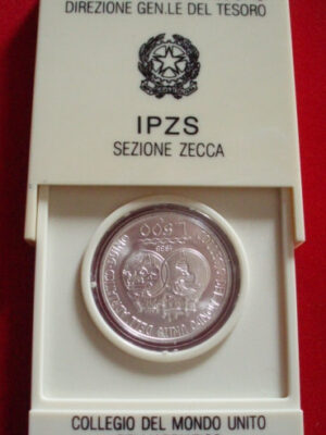 500 LIRE ARGENTO 1985 COLLEGIO DEL MONDO ADRIATICO FDC