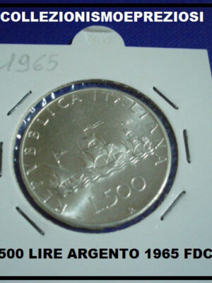 Italia 500 lire 1965 argento Caravella FDC