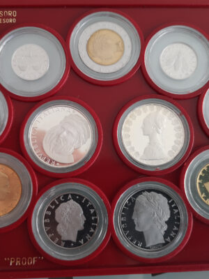 Divisionale Italia 1986 Donatello Proof con 2 monete in argento FS