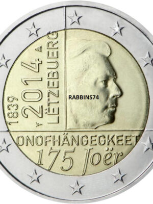 2 euro 2014 Lussemburgo 175° Indipendenza FDC