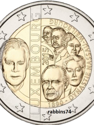 2 euro 2015 Lussemburgo Dinastia Nassau Weilburg FDC