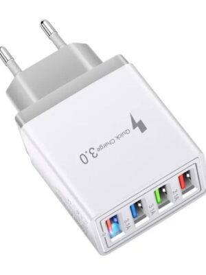 Adattatore Caricatore 48W 4 Porte QC 3.0 Carica Rapida Presa EU da viaggio Nuovo