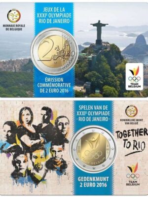 2 euro 2016 Belgio Olimpiadi di Rio Coincard FDC v. Olandese