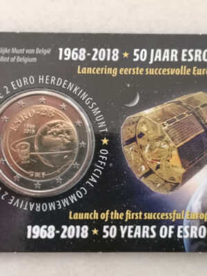 2 euro 2018 Belgio Coincard Lancio del Satellite FDC v. francese