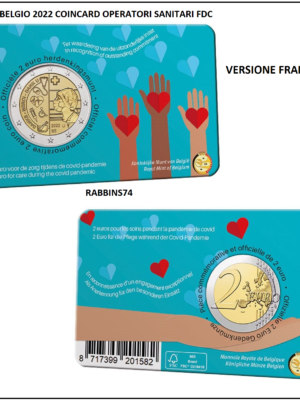 2 euro 2022 Belgio Coincard Pandemia operatori sanitari FDC v. francese