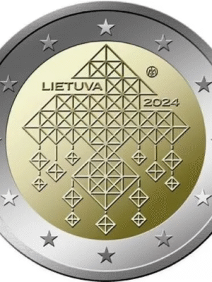 LITUANIA 2 EURO 2024 UNESCO GIARDINI DI PAGLIA FDC UNC