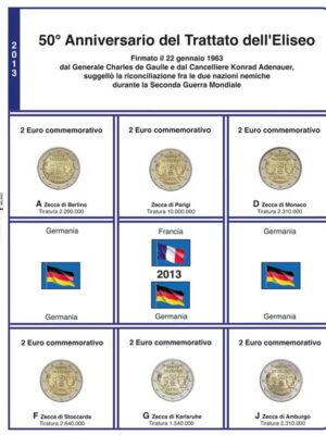 AGGIORNAMENTO FOGLIO 2013 10mo Ann. Trattato Eliseo-Francia-Germania 5 zecche - 1 pagina MASTERPHIL