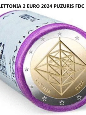 LETTONIA 2 EURO 2024 PUZURIS TIPICHE DECORAZIONI LETTONI FDC UNC