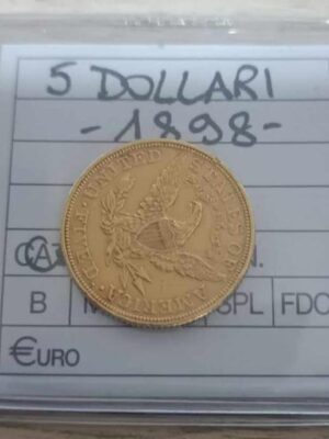 Moneta in oro 5 dollari 1898 USA Stati Uniti d'America