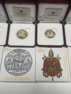 VATICANO 4 MONETE NUOVE 2021 DA 5 E 10 EURO IN ORO E ARGENTO PROOF